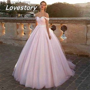 Robes de soirée princesse robes de mariée rose scintillant sur l'épaule Boho paillettes robes de bal robes de mariée chérie à lacets Vestidos De Noiva T230502