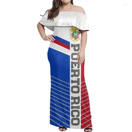 Robes de fête Porto Rico Flag Printing à manches courtes à manches courtes Longue Polynésie Summer Femme Élégante Épaule Corset Sexy Robe