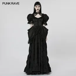 Robes de fête punk rave rave femme gothique en dentelle gothique robe magnifique robe symétrique 3d gusts sexy manches bulles luxueuses longues