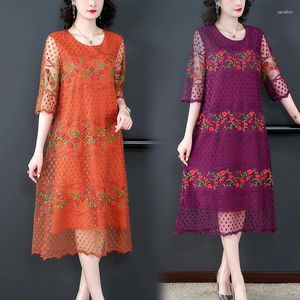 Robes de fête Robe de soie violette Hollowout Luxury Eveing ​​Robe Femme coréen Vintage décontracté Elegant Loose Home