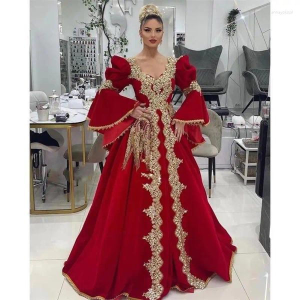 Robes de fête Robe de soirée marocaine de luxe rouge Luxur