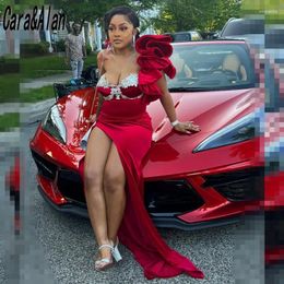 Robes de fête Prom rouge pour filles noires 2024 Sweetheart One épaule Robes Africain Women Night Robe Vestidos de Gala