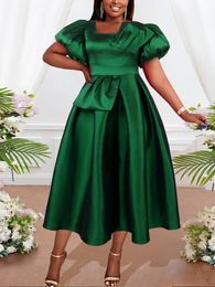 Feestjurken retro groene prom jurk elegante vierkante nek hoge taille geplooide sprankelende ball jurk avondje bruiloft gasten verjaardag outfit 221123