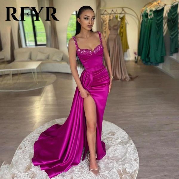Robes de fête Rfyr Grape Long Mermiade colorant Vintage Sequin Night Pleat Celebrity with Slit Vestidos de Fiesta