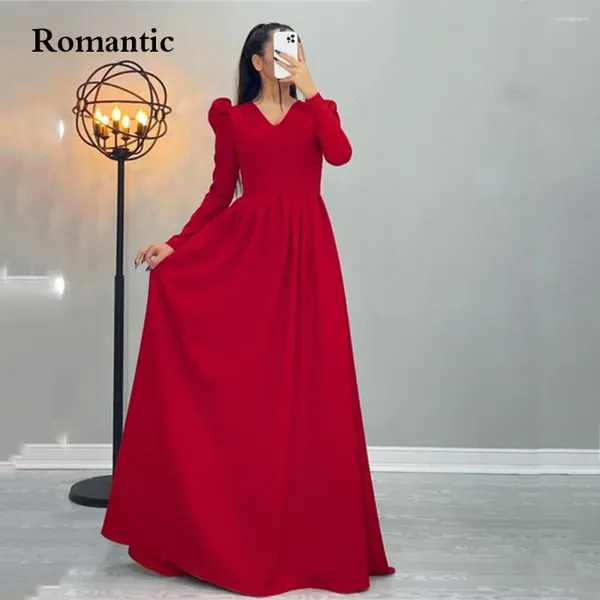 Robes de fête romantique une ligne bal simple mousseline n noir v cou manches longues longueur de la cheville réception formelle 2024