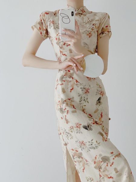 Robes de fête Rosevans rétro savor robe d'été femme 2024 chinois amélioré le cheongsam floral minceur