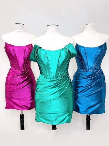 Robes de soirée Ruching Short Homecoming Pour Les Adolescents Bretelles Détachables Robe De Bal Femmes Satin Corset Robes De Cocktail Formelles