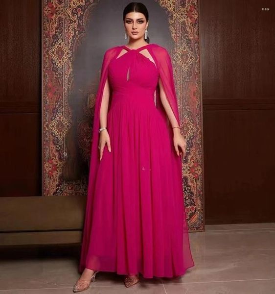 Vestidos de fiesta Arabia Saudita Evening 2024 Ladies Chiffon Prom Flutter Mangas de la boda Investigación de la boda Vestidos formales Long Robe Met Ga