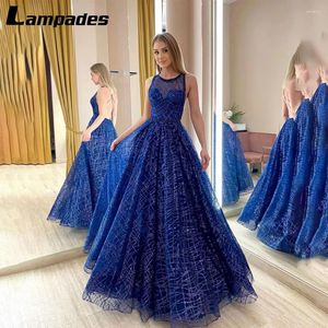 Feestjurken schep halslijn pailletten royale blauwe bile prom jurk kralen riem avond lange luxe 2024 beroemdheid