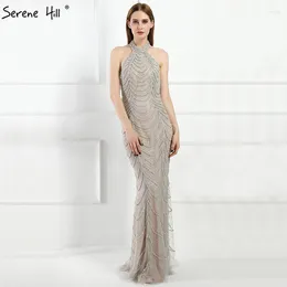 Robes de fête colline sereine gris licou backless sans perles sexy sirène sirène longues robes de soirée élégantes pour femmes 2024 GLA6101