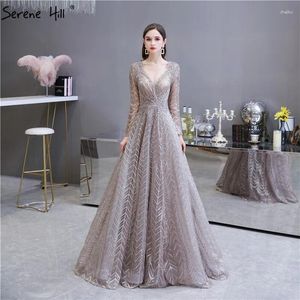 Vestidos de fiesta Serene Hill Caki Musulmán Arabia Cristal Beading Vestidos para la noche para mujer Diseño formal de manga larga 2024 LA70430