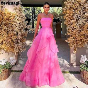 Vestidos de fiesta Sevintage Hot Pink Ruffs Vestidos de fiesta Sweetheart Pated Strapss Floor ngth Vestido de noche formal Mujeres Vestidos de fiesta especiales 0408H23