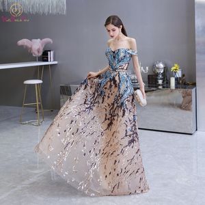 Feestjurken sexy prom jurk kleurrijke pailletten uit schouder sweetheart long 220823