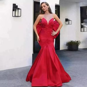 Vestidos de fiesta Sexy Red Night Mermaid cariño con cava de danza formal de satén larga para mujeres 2024 Vestido de Festa
