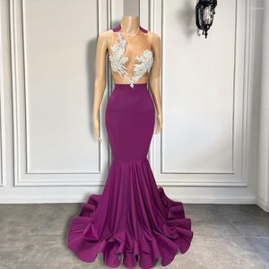 Vestidos de fiesta sexy puro mangas o sin mangas con cuentas brillantes plateado diamante chicas negras estilo Mermaid Purple Long Prom 2023