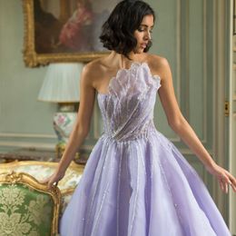Feestjurken Sharon zei luxe Dubai kralen Lilac avondjurk elegante geschulpte Arabische vrouwen formeel prom voor bruiloft SS247 230422
