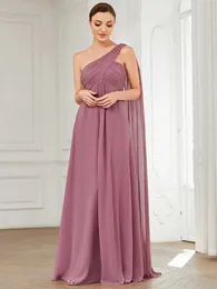 Robes de soirée Simple Soirée élégante Longue A-LINE Robe sans bretelles à une épaule 2024 BAZIIINGAAA de mousseline de soie rose robe de demoiselle d'honneur pour femmes