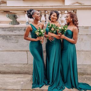 Robes de soirée Simple élégante sirène demoiselle d'honneur une épaule longueur de plancher femmes longue robe de mariée en Satin robes de bal sur mesure