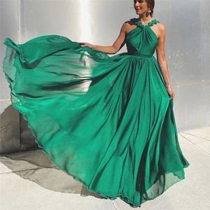 Feestjurken eenvoudige groene mouwloos een lijn sexy backless prom jurken vrouwen elegante lange vestidos de noche avond gewaden cocktailjurken 220923