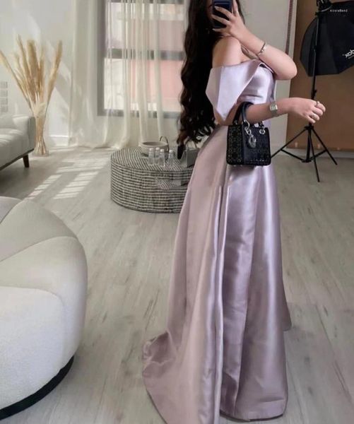 Vestidos de fiesta Simples Long a Line Prom For Women Elegant Evening Bateau Neck Zipper Back Satin Bride Wear Banquet especial