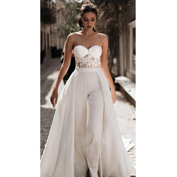 Robes de soirée Simple Blanc En Mousseline De Soie Halter Cou Combinaison Robe De Mariée Élégante Sans Manches Robes De Mariée Robe Longueur De Plancher Robe De Novia 230221