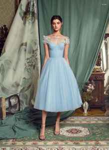 Robes de soirée bleu ciel appliques robe robe pour fille 2023 robe élégante français fée corse soirée de mariage pleine femmes dos ouvert