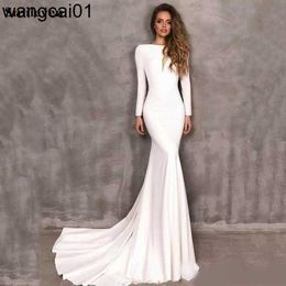 Feestjurken Smiven Mermaid Wedding Jurken Long Seve Egant Boho Satin Bruid Dress Wedding Gozins 2020 Vestido de Noiva 0408H23