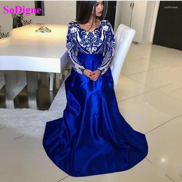 Vestidos de fiesta Sodigne Caftan Marruecos Vesias de mangas largas Apliques Abaya Dubai Vestidos formales Vestido Muslim 2024