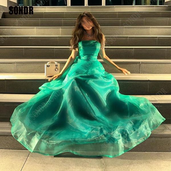 Robes de soirée SONDR Arabie arabe vert organza soirée sans bretelles a-ligne longue robe de bal dubaï femmes robes formelles 2023