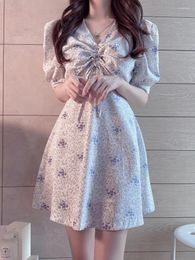 Robes de fête South Corée Chic S Femmes Summer Soucine DRAPINE DRAPÉE FLHJWOC DATE MIGNE FLORAL Vintage Bo Spill Robe 5806