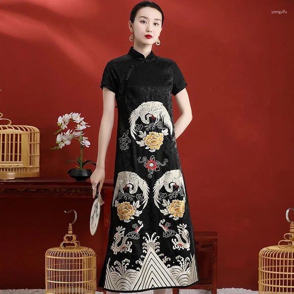 Robes de fête printemps améliorés cheongsam robe courte manche lâche mince de style chinois charme de style chinois vêtements pour femmes plus taille s-5xl