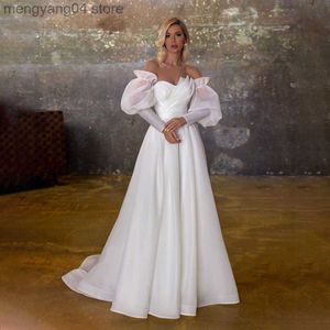 Robes de soirée sans bretelles ASYM Robe de mariée en organza froncé avec manches longues détachables Bling Shiny Brial Robes T230502