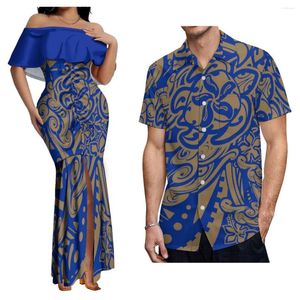 Vestidos de fiesta Vestido de mujer personalizado de verano Midi Sirena Maxi y camisa de hombre Pareja polinesia