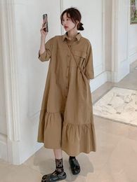 Robes de soirée Robe élégante d'été pour femmes mode col solide simple boutonnage chemise décontractée jupe robe streetwear surdimensionné femme