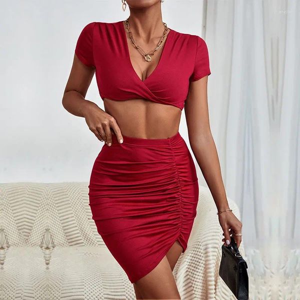 Robes de soirée d'été tempérament européen et américain jupe de costume serrée rouge sexy pour femmes