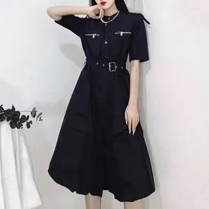 Robes de fête d'été femmes coréennes robe gothique simple vestiaire à manches courtes à manches courtes à manches courtes A-line mince