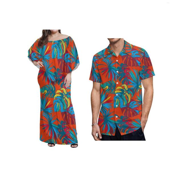 Vestidos de fiesta Verano Tamaño grande 7XL Vestido con hombros descubiertos Polinesia Tribal Sublimación Impresión Mujer Imagen personalizada Poncho