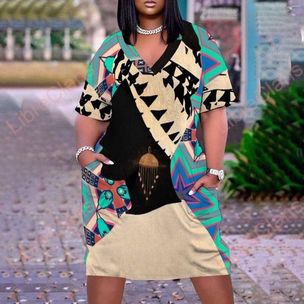 Robes de soirée aquarelles d'été de filles africaines Style de mode impression 3D vêtements pour femmes robe à col en v lâche Sexy vêtements féminins