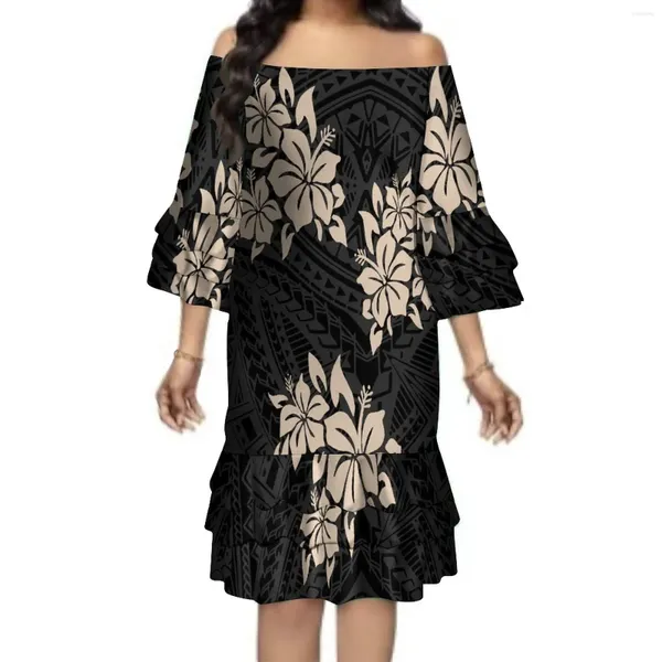 Robes de soirée été femmes robe personnalisée motif Vintage polynésien à volants tempérament élégant jupe courte soirée