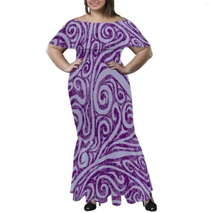Vestidos de fiesta Vestido de verano con hombros descubiertos para mujer Cabo de noche Cola de pescado Diseño de tribu polinesia Talla grande 8XL