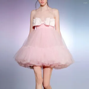 Vestidos de fiesta Sweet Pearl Pink Mini Night A-Line Tulle Tulle Vestido con lindo reino sexy de chicas de verano