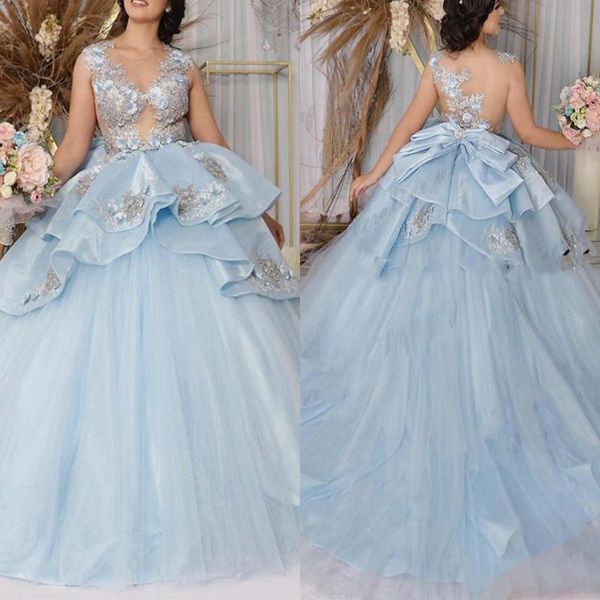 Robes de soirée fatiguées à volants en tulle robe de bal en dentelle appliquée douce 16 mascarade porter plus la taille 230221