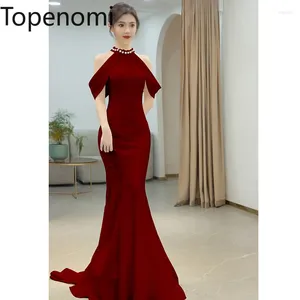 Robes de fête Townomi 2024 Vin de sirène Roule rouge licou perlé femmes élégantes