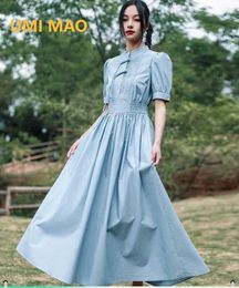 Robes de soirée UMI MAO taille chinoise enveloppé chemise robe élégante femme été travail lourd doux cool mince grande balançoire jupe femme Y2K