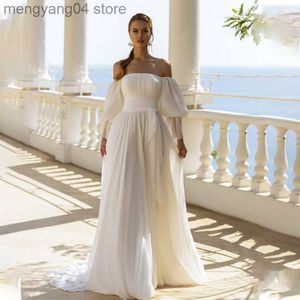 Feestjurken Unieke niet -onschatbare trouwjurken met afneembare puff mouwen voren achter Chiffon Bride Jurken 2022 Civil Court Train Robe de Mar T230502