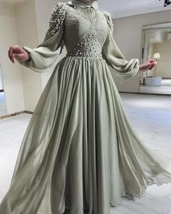 Robes de fête Vd Dubai Soirée spéciale pour les femmes Robe de bal à manches longues perlées a ruché une ligne vestidos de noche robes formelles