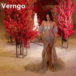 Feestjurken Verngo glitter lovertjes prom -jurken sexy zijsplarid zeemeermin jurk vrouwen lieverd botten avond luxe formele jurk