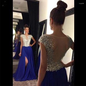 Robes de fête Vinca Sunny Sexy Prom avec Slit 2024 Crysatal Per perle robe de soirée Femme Bleu Formal Vestido de Festa