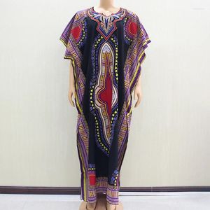 Robes de fête vintage élégante v-cou robe africaine robe coton broderie automne hiver style ethnique noir imprimer traditionnel femmes maxi