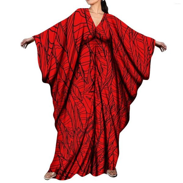 Robes de soirée Vintage ethnique lâche caftan robe polynésienne Samoan Tribal papillon manches longues grandes personnes Ponchos pour les femmes